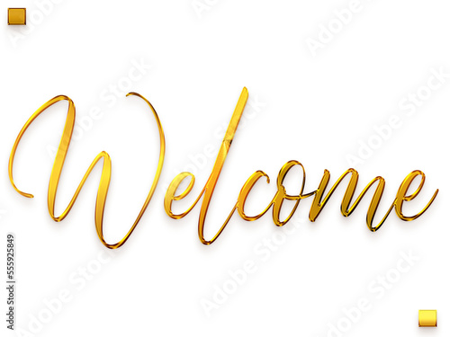 Welcome Text Golden Stylish Cursive Typography Text Transparent PNG photo