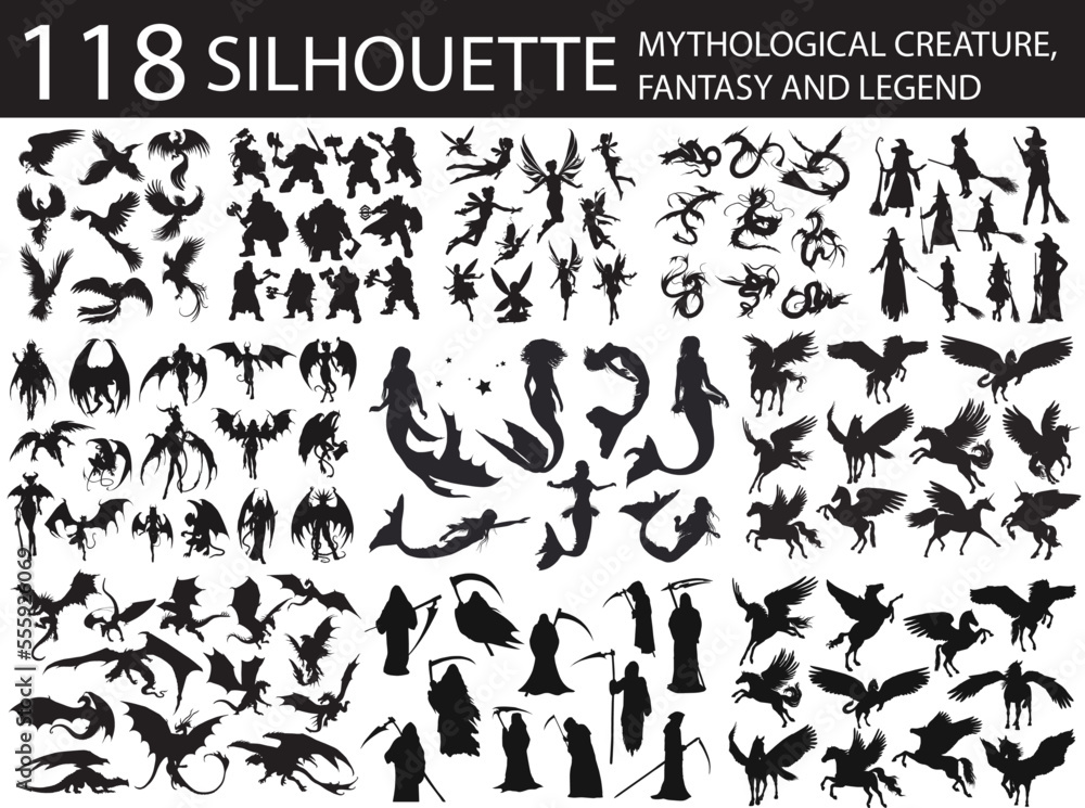 Fototapeta premium mythological creature, fantasy silhouette