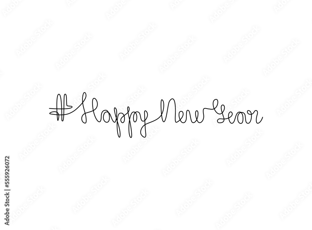 Happy New year lettering text for greeting card, Happy new year 2023, banner, invitation, neon, poster, flyers, marketing, emblem or logo design, continuous line drawing, isolated vector illustration. Happy New year lettering text for greeting card, Happy new year 2023, banner, invitation, neon, poster, flyers, marketing, emblem or logo design, continuous line drawing, isolated vector illustration.