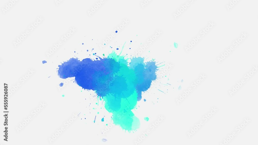 blue watercolor splashes the background. ink slow motion transition reveal. blue watercolor splashes the background. ink slow motion transition reveal.