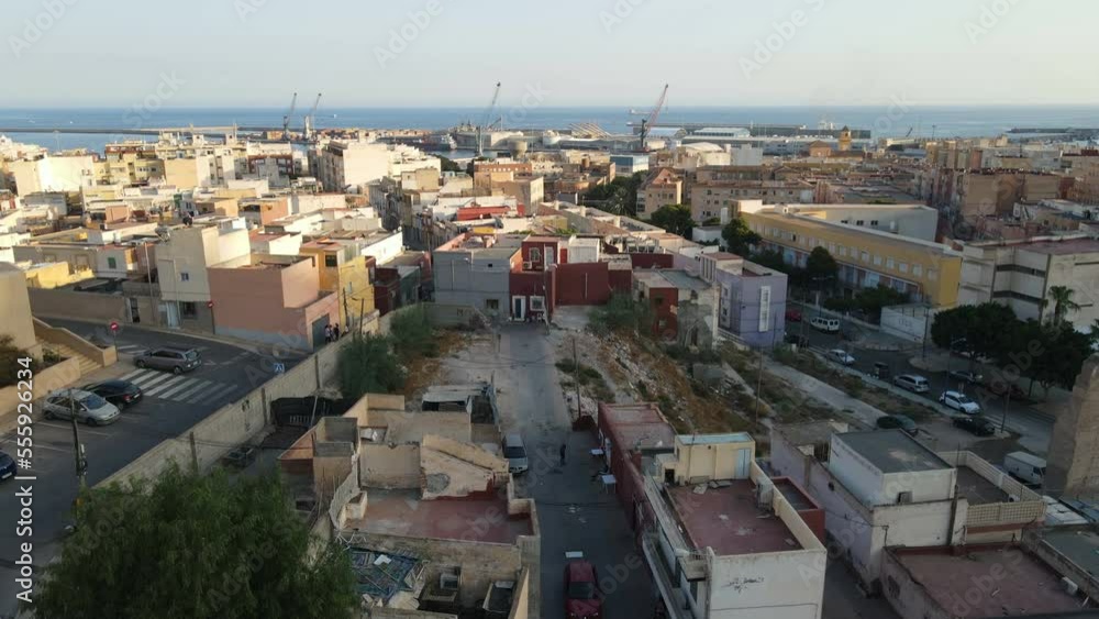 Almeria old town in the South of Spain from the sky Almeria old town in the South of Spain from the sky