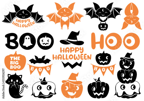 Halloween Grafiken Fledermaus Kürbis Geist Katzengeist