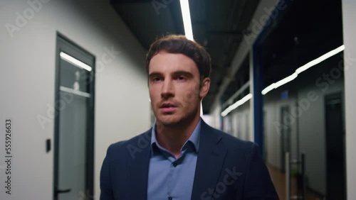 Wallpaper Mural Confident manager going office hallway closeup. Successful lawyer executive Torontodigital.ca