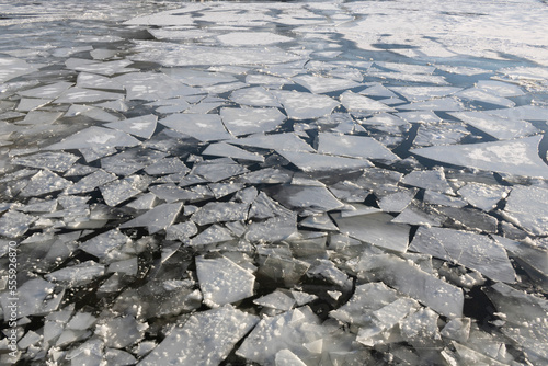 Lake ice broken, is very dangerous.