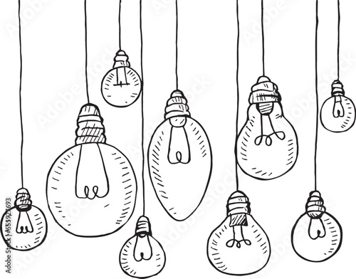 Hand drawn light bulb , vector illustration