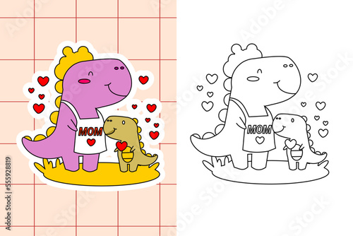 dinosaur colouring page and sticker for toddler