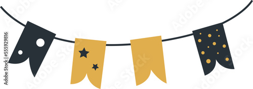 Carnival garland with flags. Decorative colorful party pennants for birthday celebration