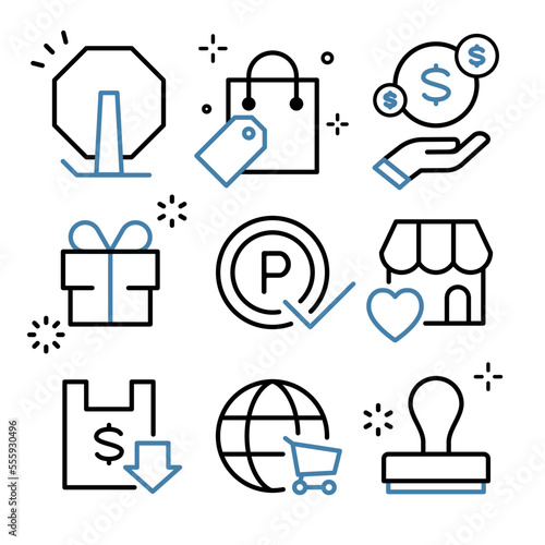Shopping Icon Set Sale, points, rewards and stamps