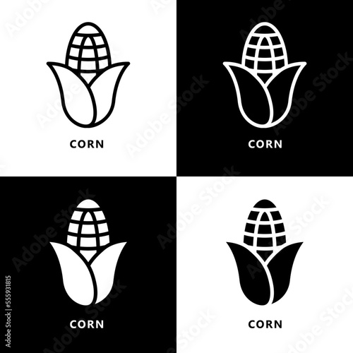 Corn Icon Logo. Vegetable Maize Organic Symbol Illustration Vector