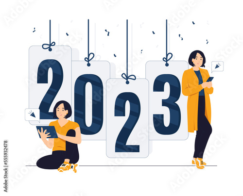 Happy new year 2023 celebrate winter holiday concept illustration photo