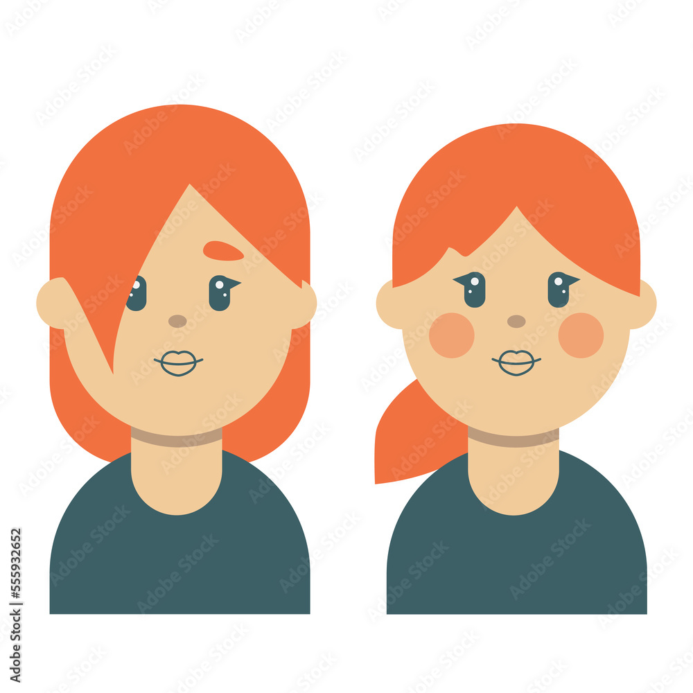 Women of characters redhead avatars in flat style vector illustration geometry Women of characters redhead avatars in flat style vector illustration geometry
