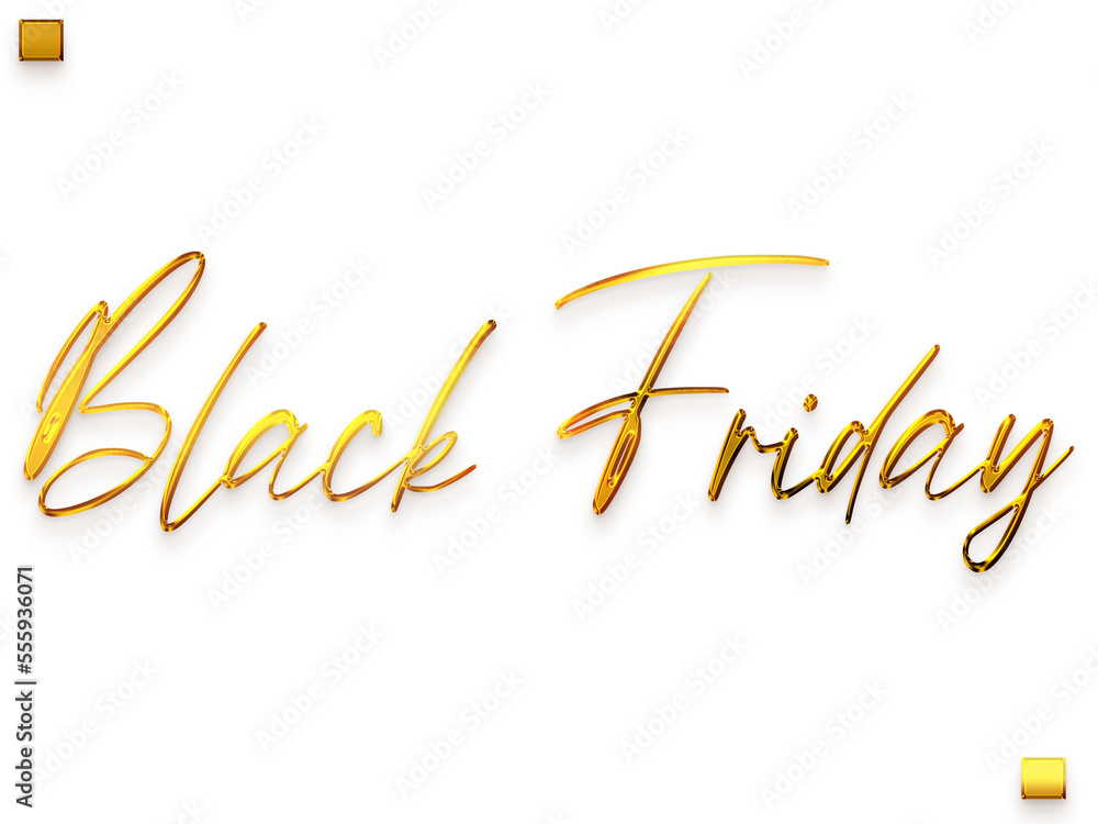 Obraz premium Black Friday Transparent PNG Golden Text Cursive Calligraphy