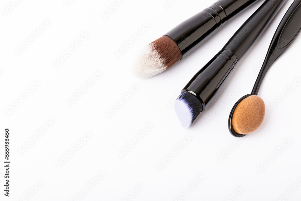 Makeup brushes isolated on white background. Visagiste. Makeup brushes isolated on white background. Visagiste.