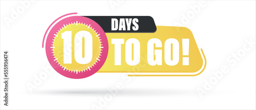 Number 10 of days left to go. Badge with, sale, landing page, banner.