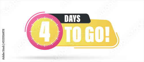 Number 4 of days left to go. Badge with, sale, landing page, banner.