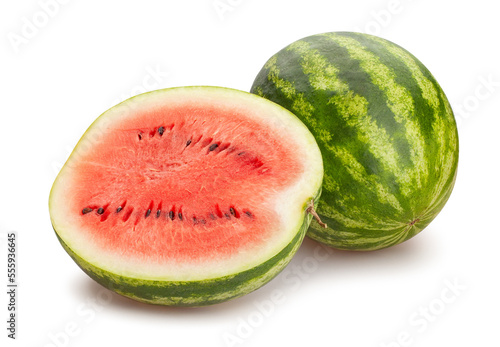 sliced watermelon path isolated on white