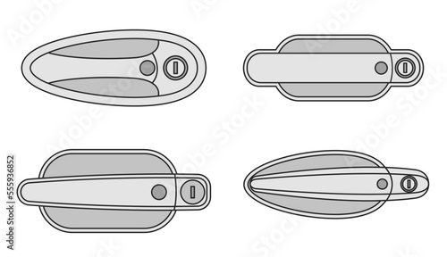 Door handle of car vector color set icon. Vector illustration automobile lock on white background. Isolated color set icon door handle of car.