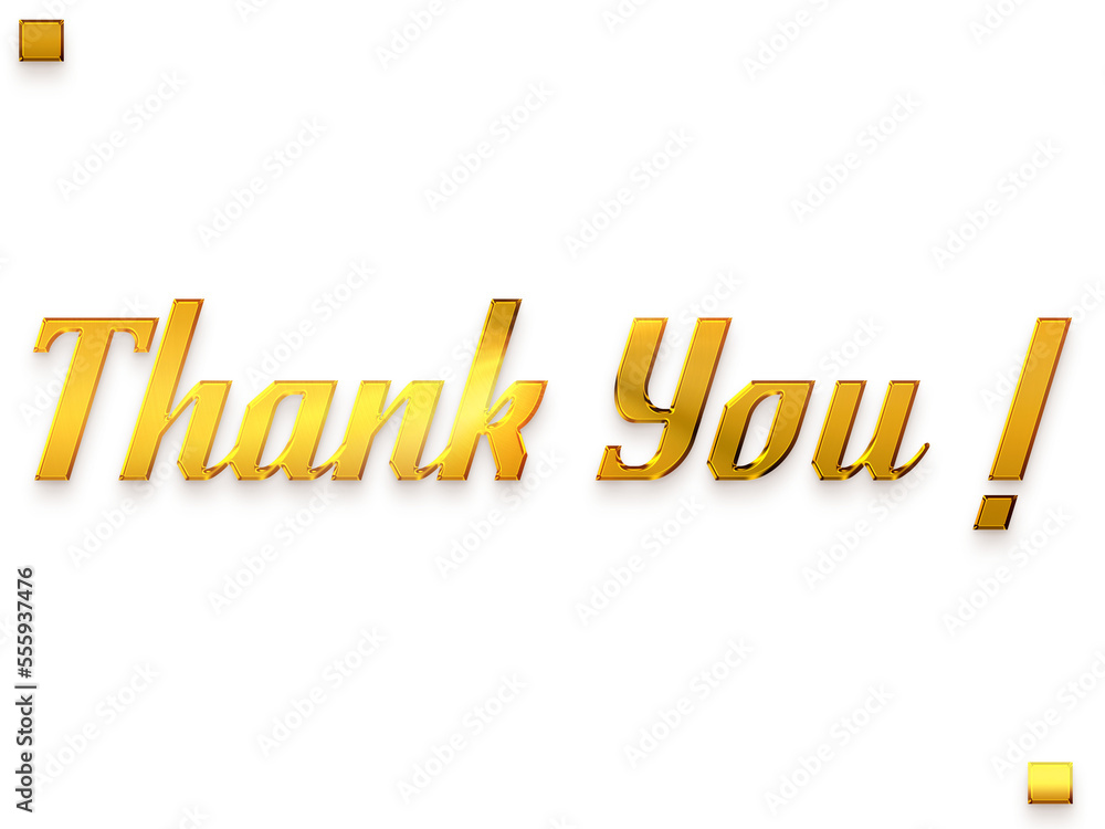 Fototapeta premium Thank You ! Transparent PNG Gold Typography Text