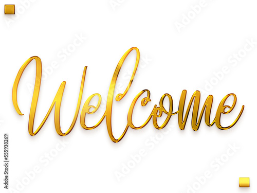 Welcome Text Golden Cursive Typography Text photo