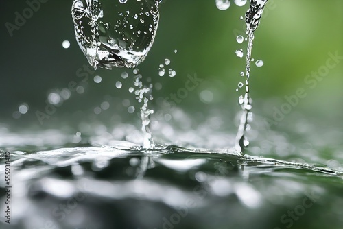 close up macro of splashing water drops create an abstract natural background, generative ai