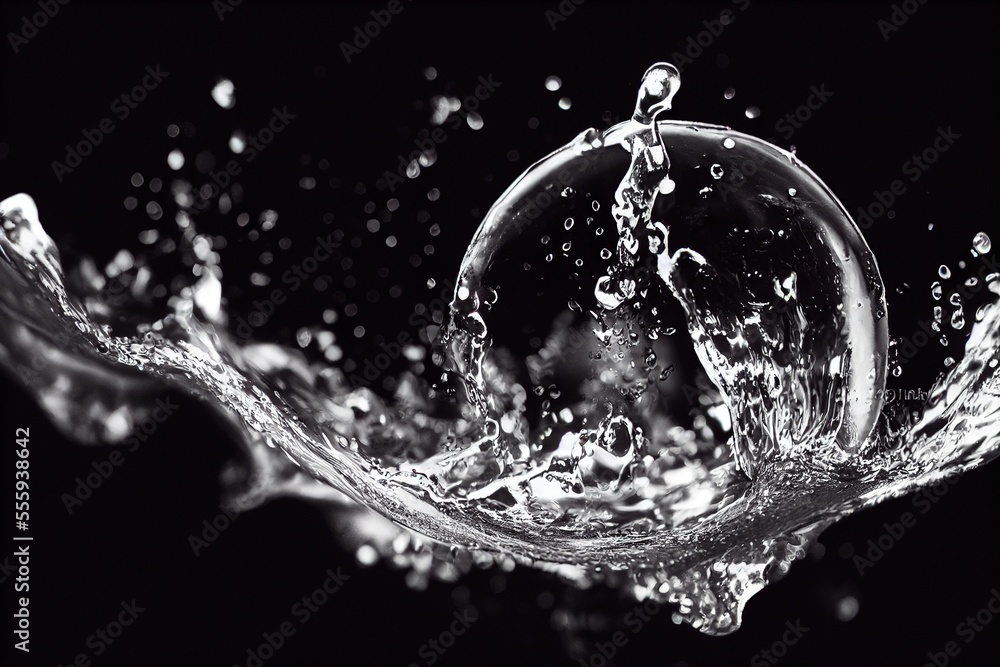 close up macro of splashing clear liquid drops create an abstract natural background, generative ai close up macro of splashing clear liquid drops create an abstract natural background, generative ai