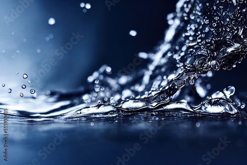 close up macro of splashing water drops create an abstract natural background, generative ai
