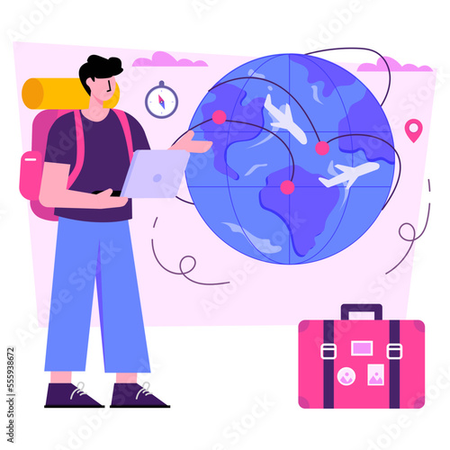 Global travel illustration in unique design 