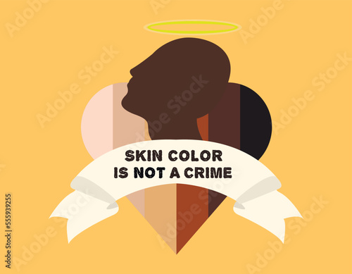 BLM Skin color is not a crime. Black man story. Vector illustration