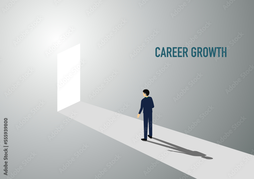 Career growth concept. Man career banner. Flat illustration of man career vector banner for web.