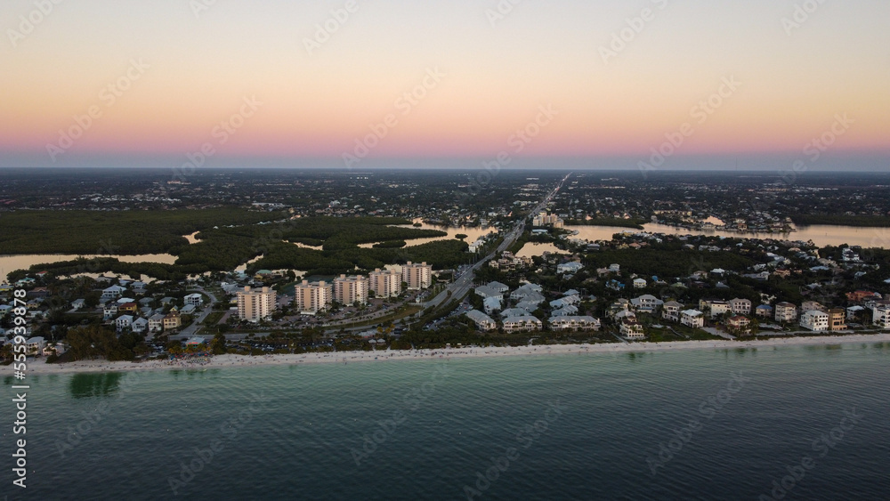 The final moments of light on Bonita Beach in Bonita Springs, FL as the sunsets over the Gulf of Mexico.