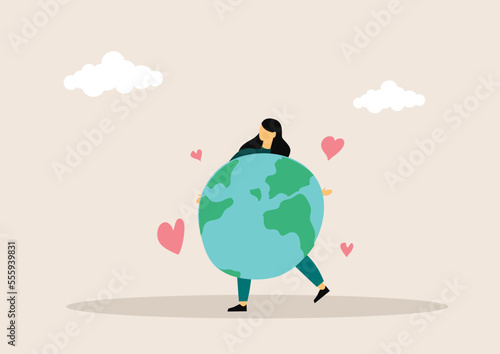Sustainable economic growth strategy, recourses reuse reduce co2 emission climate impact. ESG, green energy industry. Vector illustration. Environmental protection.