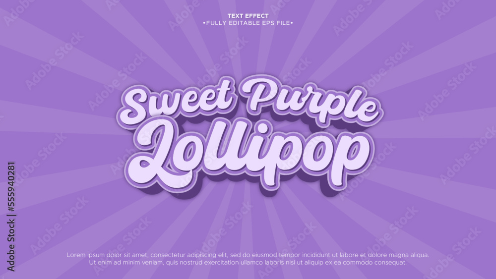 sweet purple lollipop editable vector text effect sweet purple lollipop editable vector text effect