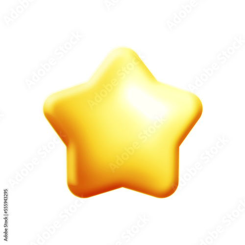 Glowing Yellow Star 3D Vector Design for Game