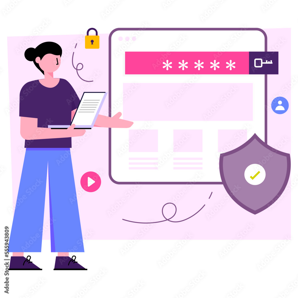 Editable design illustration of password security Editable design illustration of password security