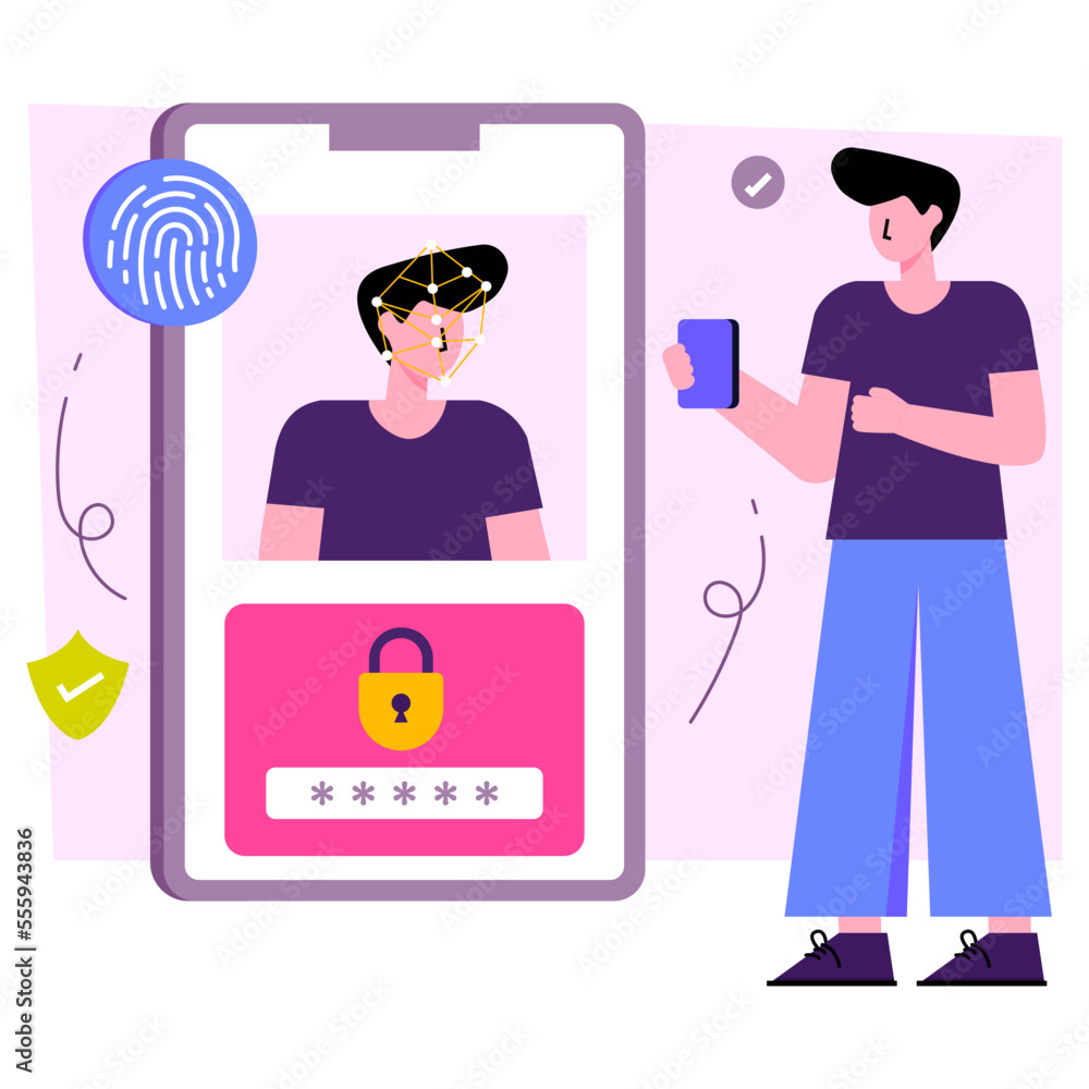 Perfect design illustration of mobile profile security Perfect design illustration of mobile profile security