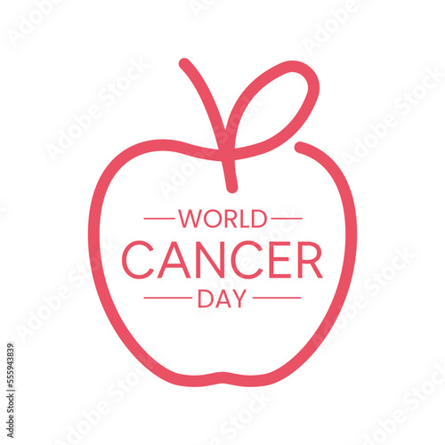 Creative world cancer day design with apple shape and ribbon