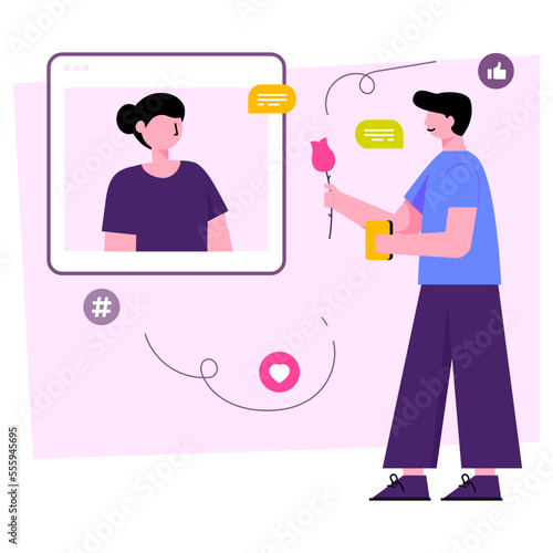 Conceptual flat design illustration of online propose 