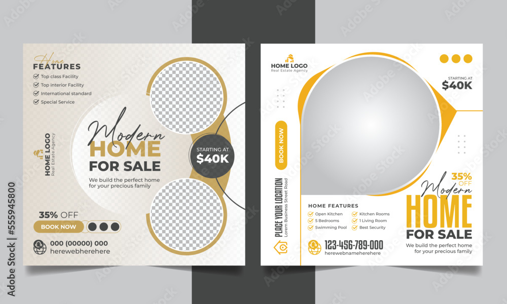 Real estate house property sale social media post web banner and square flyer template Real estate house property sale social media post web banner and square flyer template