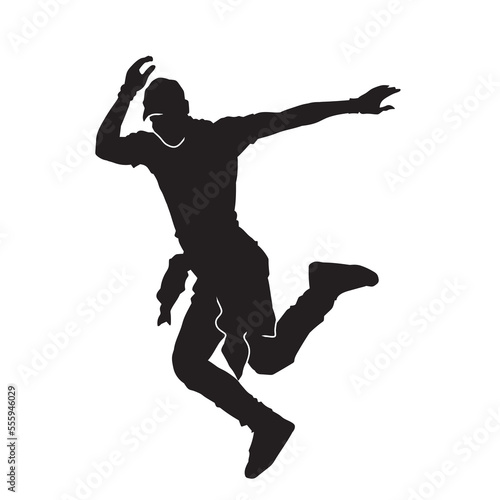 Silhouette of young male dancer vector isolated. on white background.