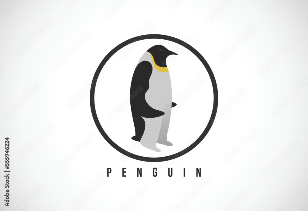 Obraz premium Penguin in a circle. Penguin logo design template vector illustration