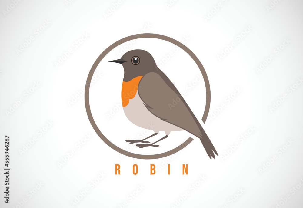 Fototapeta premium Robin bird in a circle. Robin bird logo design template vector illustration
