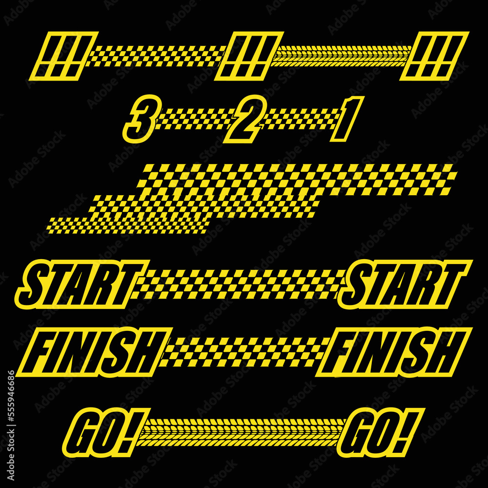 Naklejka premium Sport flags black start lines set