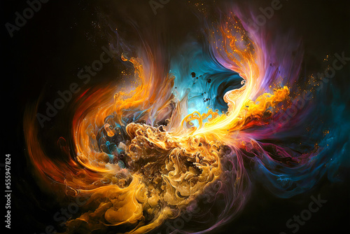 Abstract Metalic Acid Ink Painting of Fire ,panorama background wallpaper