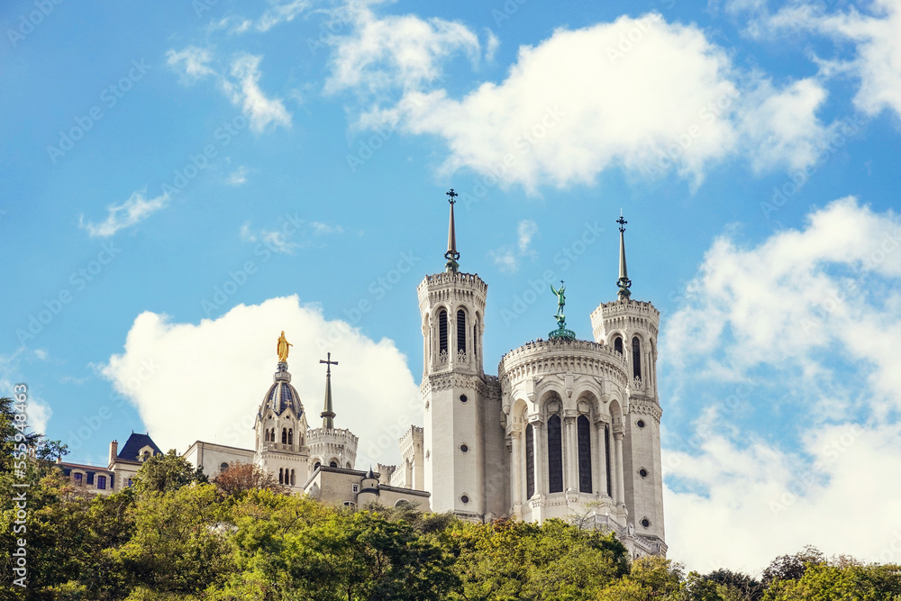 Naklejka premium church Notre-Dame de Fourvière, basilica in Lyon