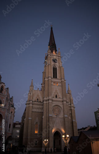 Name of Mary Church with a Christmas decoration on streets