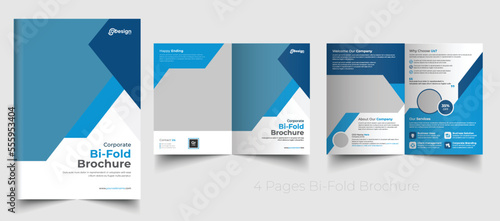 Corporate bi fold brochure design.company brochure design template in a4 format.minimal 4 page print ready brochure.proposal, report, identity, letter, magazine design layout