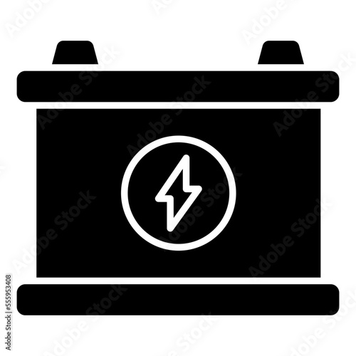 Car battery icon in solid design