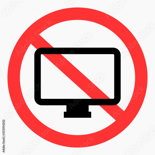 No monitor icon. Don't look at the monitor. Do not use a monitor. Vector icon.