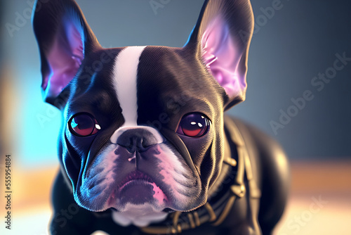  closeup of an adorable french bulldog dog looking very happy and eager 