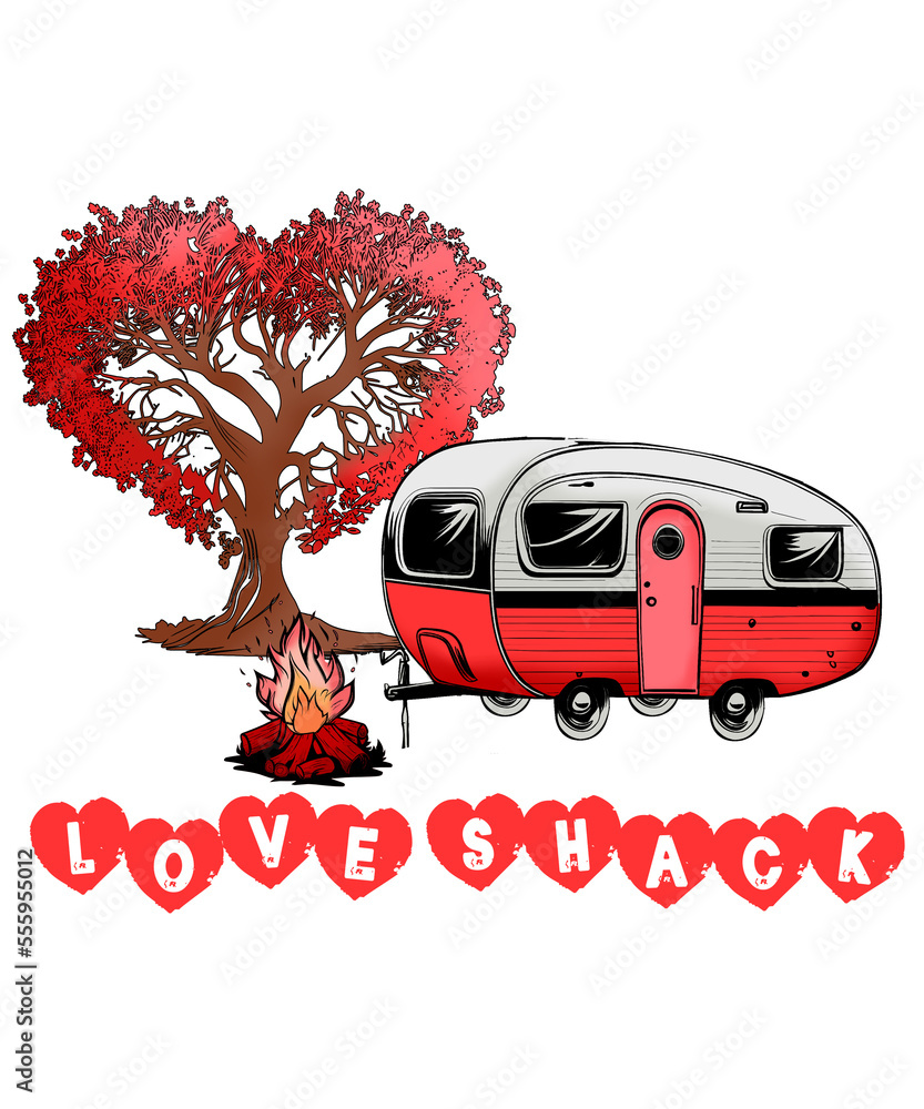 Fototapeta premium LOVE Shack Camping Car Heart Tree